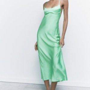 ZARA SATIN EFFECT MIDI DRESS
